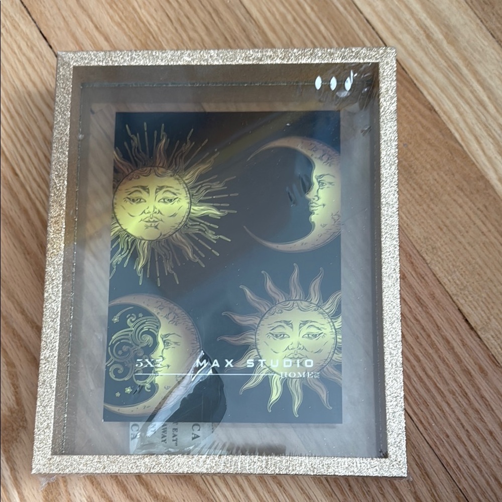 Max Studio Gold Glitter Frame with Celestial Design-5x7